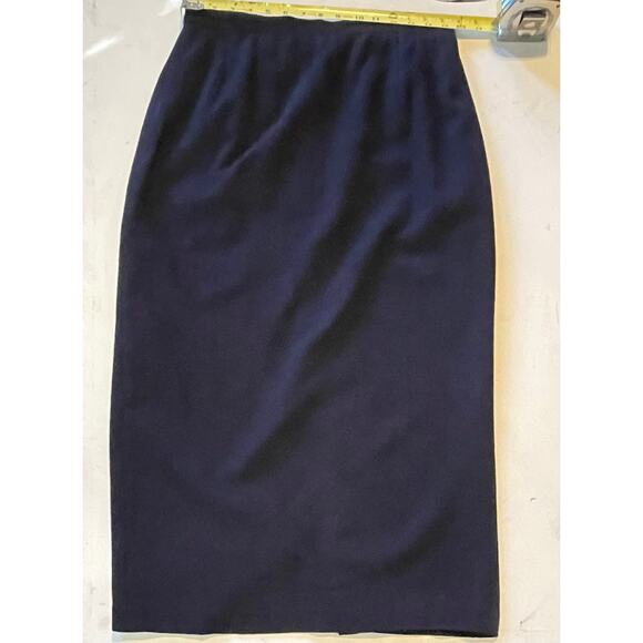 Vintage Joan Leslie Wool Blend Pencil Skirt Women’s 14 Navy Blue Classic Office - Picture 3 of 9